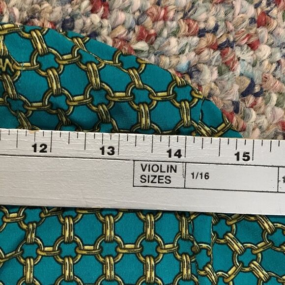 Michael Kors Jade Green Gold Chain Print Silky Knee Length Shift Dress Size S - Picture 9 of 11